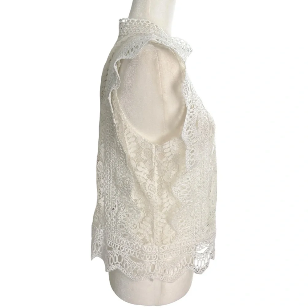 Chicwish White Lace Sleeveless Blouse - Picture 2 of 7